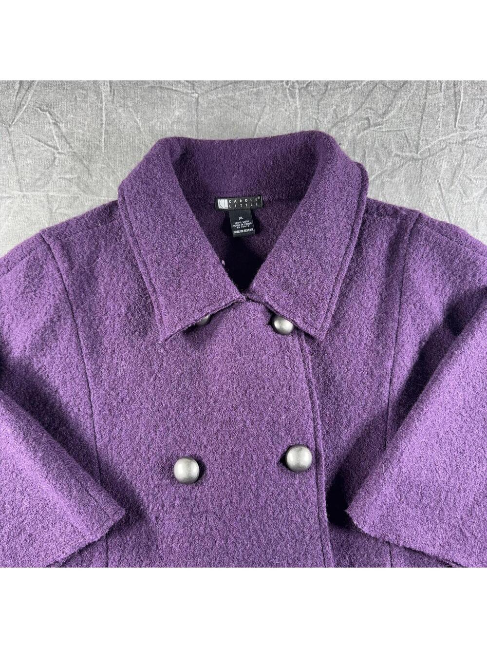 Carol Little Women's XL Plum Double Breast Wool 3/4 Sleeve